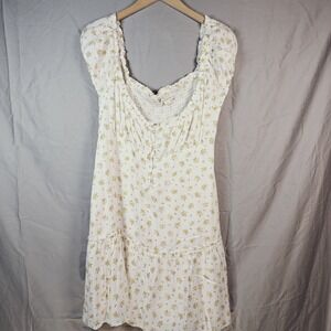 Aeropostale NWT Floral ScoopNeck milkmaid  Fit & Flare Dress Smocked Lined Large